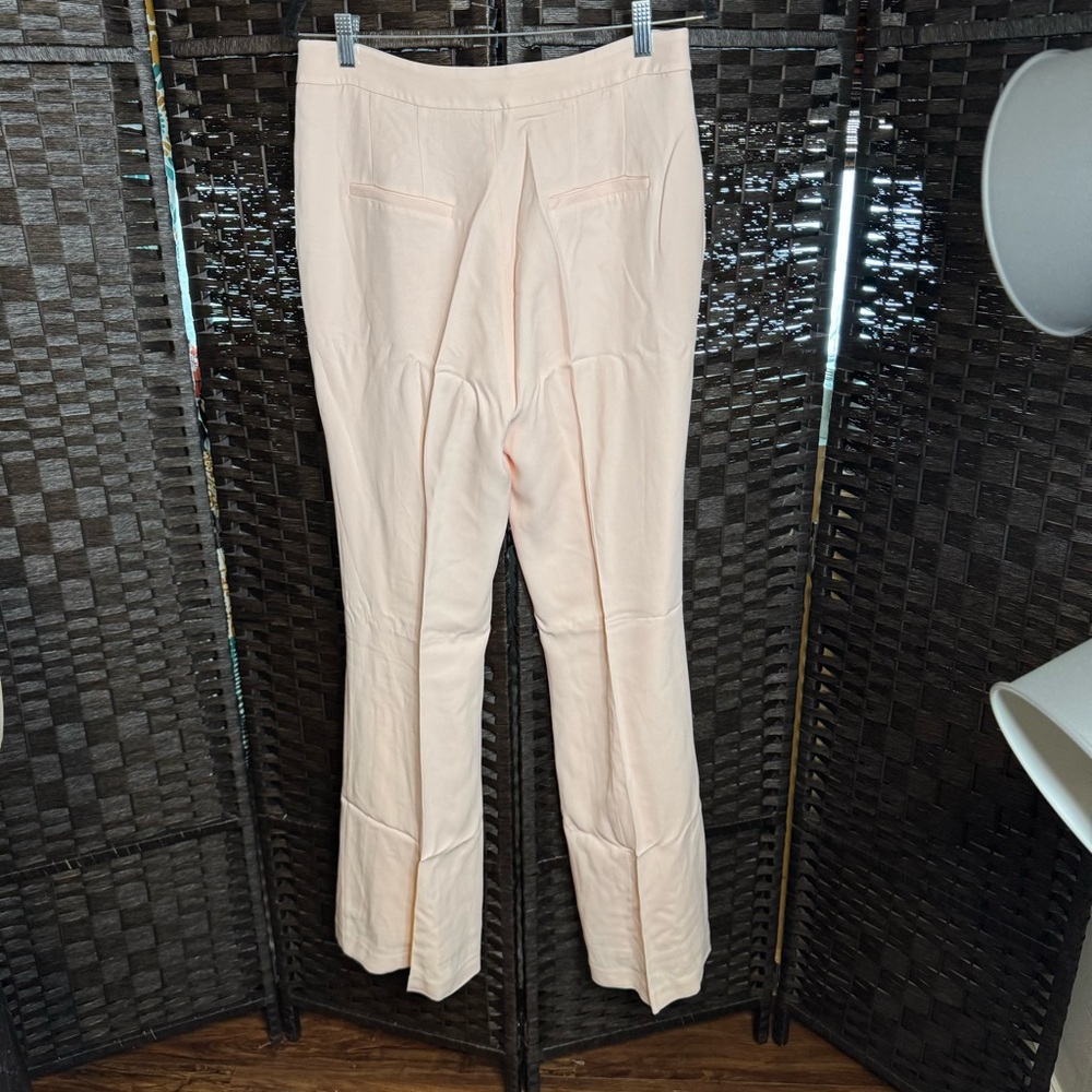 Karen Millen Compact Viscose Slim Leg Tailored Trousers Blush US Size 8